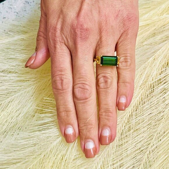 Natural Tourmaline Diamond Ring Size 7 14 Gold 7.03 TCW Certified $6,490 219226 - Picture 4 of 9